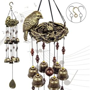 monsiter qe wind chimes bird nest wind chime with 12 bells 3 hook outdoor clearance windchimes for mom grandma women’s gift,memorial wind chimes for outside deep tone patio porch garden backyard decor