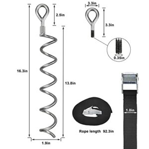 XYADX16.3 Inch Spiral Ground Anchor Heavy Duty Earth Anchor Kit for Tents, Trampoline, Garden Fence, Sheds, Swings, Canopies, Dog tie Out Stake (Silver 4 Pack)