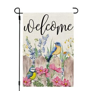 crowned beauty spring garden flag floral 12×18 inch double sided for outside birds welcome burlap small yard holiday decoration cf753-12