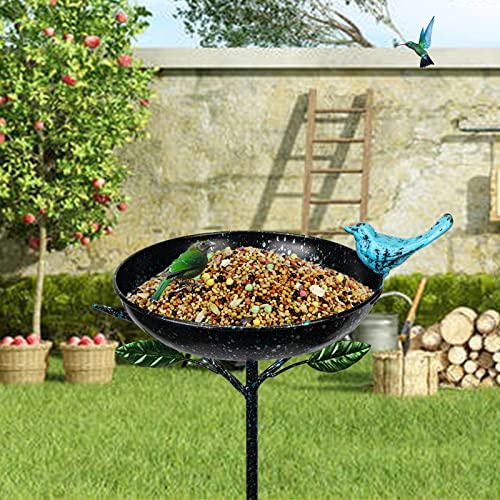 DREAMSOUL Outdoor Garden Bird Bath Metal Bird Baths Cast Iron Birdbath with Metal Stake Tall Bird Bath for Yard Garden Decor(Dia - 9.5inch)