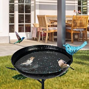 dreamsoul outdoor garden bird bath metal bird baths cast iron birdbath with metal stake tall bird bath for yard garden decor(dia – 9.5inch)