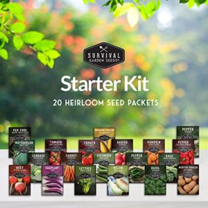 Vegetable Starter Kit Seed Vault - 20 Delicious Varieties of Vegetables - Non-GMO Heirloom Non-Hybrid Seeds for Planting - Grow Your Own Victory Garden or Start Homesteading - Survival Garden Seeds