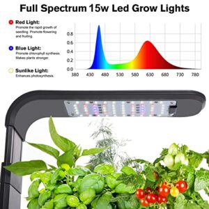 ScienGarden Hydroponics Growing System Indoor Herb Garden Gardening Germination Starter Kit 60 LED Grow Light Height Adjustable Self Watering Automatic Timer Grow 3 Pods Black for Home Kitchen Gifts