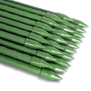 garden stakes 36 inches plastic coated hollow steel plant stakes, tomato stakes, pack of 25
