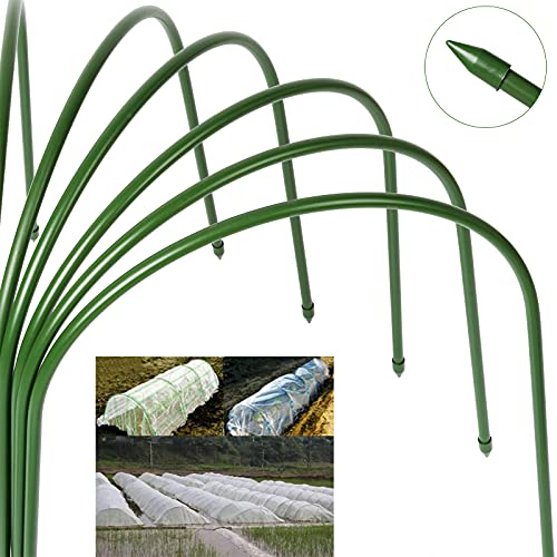 FOTMISHU 6Pcs(25.6" x 23.6") Greenhouse Hoops,Plant Support Stakes, Rust-Free Grow Tunnel 4.9ft Long Steel with Plastic Coated Support Hoops Frame for Garden Fabric, Plant Support Garden Stakes