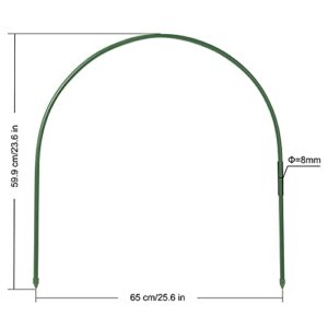 FOTMISHU 6Pcs(25.6" x 23.6") Greenhouse Hoops,Plant Support Stakes, Rust-Free Grow Tunnel 4.9ft Long Steel with Plastic Coated Support Hoops Frame for Garden Fabric, Plant Support Garden Stakes