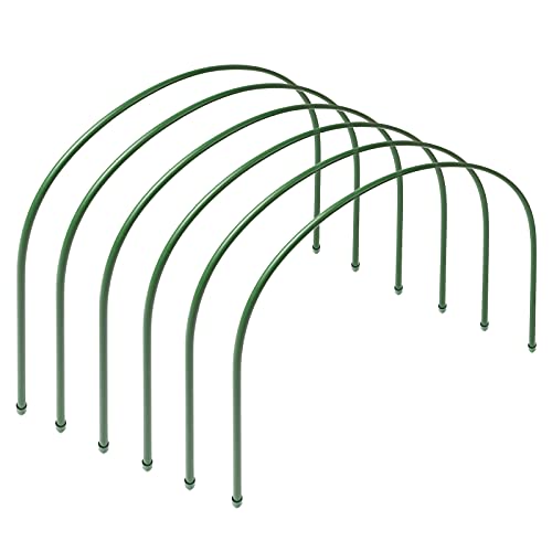 FOTMISHU 6Pcs(25.6" x 23.6") Greenhouse Hoops,Plant Support Stakes, Rust-Free Grow Tunnel 4.9ft Long Steel with Plastic Coated Support Hoops Frame for Garden Fabric, Plant Support Garden Stakes