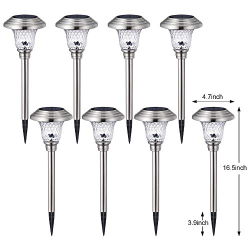 BEAU JARDIN 8 Pack Solar Pathway Lights Color Changing Outdoor Waterproof Multi Color Halloween LED Glass Stainless Steel Metal Garden Landscape Lighting for Yard Walkway Lawn Stake Colorful BG2121