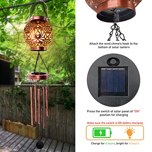 Astarin Solar Wind Chimes for Outside Hanging Led Solar Lights Outdoor Garden Lantern Decorative as Gift for Women mom Grandma Best Friends' Birthday Gift Bronze