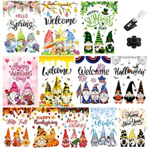 gnome seasonal garden flags, small welcome gnome garden decor yard flag set of 12 double sided printed, spring easter flags decor for outdoor decorations,holiday garden flags for all seasons 12×18