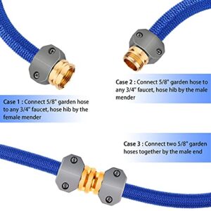 Jeeker Garden Hose Repair Kit, Zinc and Aluminum Male and Female Hose End, Suitable for 3/4 Inch and 5/8 Inch Garden Hoses (2Sets)(2Female+2Male)