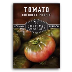 survival garden seeds – cherokee purple tomato seed for planting – packet with instructions to plant and grow large delicious slicing tomatoes in your home vegetable garden – non-gmo heirloom variety