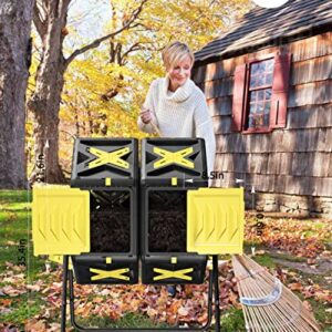 2 X 18.5 Gal Dual Chamber Compost Tumbling Bin from BPA Free Material - Outdoor Rotating Chamber Composters，with Easy-Turn, Fast-Working System for Garden/Patio