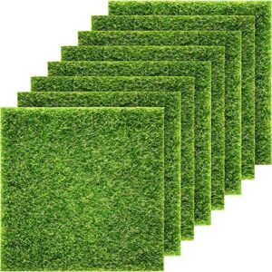 8 Packs Garden Craft Grass Fake Grass for Crafts 6 x 6 Inches Miniature Ornament Garden Dollhouse DIY Grass Fairy Artificial Grass Lawn