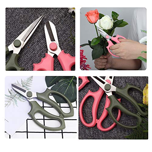 Leize Garden Flower Scissors, Premium Thickened Stainless Steel Floral Shears, Strong Pruner for Flowers, Branches and Leaves