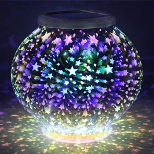 color changing mosaic solar light, pandawill waterproof/weatherproof crystal glass globe ball light for for garden, patio, party, yard, outdoor/indoor decorations (stars)