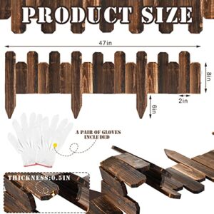 Wood Garden Edging Border with Gloves Garden Wooden Landscape Border Edging for Decorative Spring Garden Yard Patio Pathway Courtyards Tree Fences Outdoor 7.9 x 47 Inches (4 Pcs)