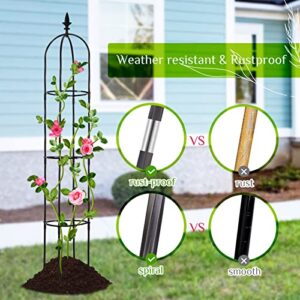 Lalahoni Garden Trellis for Climbing Plants Outdoor, 2 Pack 6ft Tall Plant Support Trellis for Potted Plants Climbing Vine Rose Clematis Outdoor Indoor Garden Obelisk Trellis, Lightweight, Black