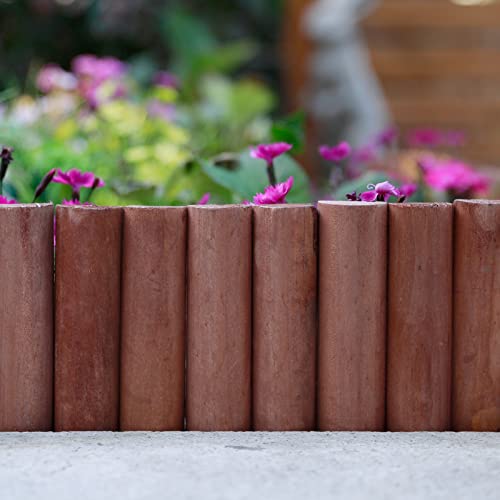 Worth Garden 3.5 Ft Wooden Short Fence Outdoor Landscape Edging Flexible Decorative Border - Tree Fence - Spring Garden & Yard Maintenance - 11.8'' H x 42'' L - (11.8'', Brown) - K624B04