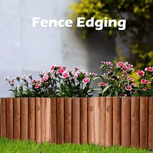 Worth Garden 3.5 Ft Wooden Short Fence Outdoor Landscape Edging Flexible Decorative Border - Tree Fence - Spring Garden & Yard Maintenance - 11.8'' H x 42'' L - (11.8'', Brown) - K624B04