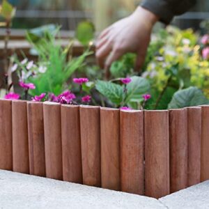 Worth Garden 3.5 Ft Wooden Short Fence Outdoor Landscape Edging Flexible Decorative Border - Tree Fence - Spring Garden & Yard Maintenance - 11.8'' H x 42'' L - (11.8'', Brown) - K624B04