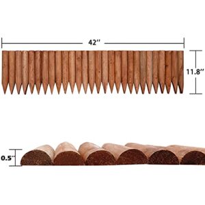 Worth Garden 3.5 Ft Wooden Short Fence Outdoor Landscape Edging Flexible Decorative Border - Tree Fence - Spring Garden & Yard Maintenance - 11.8'' H x 42'' L - (11.8'', Brown) - K624B04