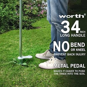 Worth Garden 34 Inch Long Handle 5 Claws Comfort Foam Grip Anti-Rust Steel Easily Grabber Picker Weeder Root Without Bending Manual Grandpas Weeder Puller Tool Garden Stand-up Weeding Tool