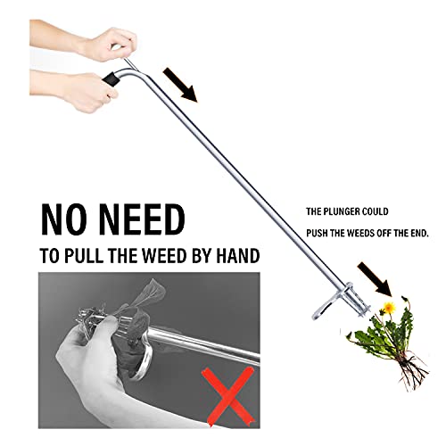 Worth Garden 34 Inch Long Handle 5 Claws Comfort Foam Grip Anti-Rust Steel Easily Grabber Picker Weeder Root Without Bending Manual Grandpas Weeder Puller Tool Garden Stand-up Weeding Tool