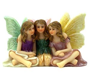 pretmanns fairies for fairy garden – garden fairy figurines – garden fairies for a miniature fairy garden – adorable sitting fairy garden fairies – 1 piece sister fairies