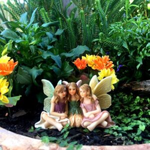 PRETMANNS Fairies for Fairy Garden - Garden Fairy Figurines - Garden Fairies for a Miniature Fairy Garden - Adorable Sitting Fairy Garden Fairies - 1 Piece Sister Fairies