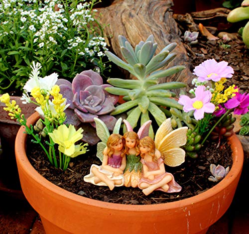 PRETMANNS Fairies for Fairy Garden - Garden Fairy Figurines - Garden Fairies for a Miniature Fairy Garden - Adorable Sitting Fairy Garden Fairies - 1 Piece Sister Fairies