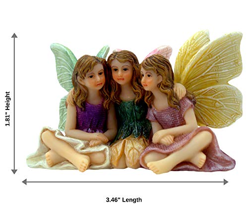 PRETMANNS Fairies for Fairy Garden - Garden Fairy Figurines - Garden Fairies for a Miniature Fairy Garden - Adorable Sitting Fairy Garden Fairies - 1 Piece Sister Fairies