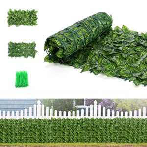 yuego artificial ivy privacy fence wall screen, 120 x 37.8 in faux hedges privacy fence screen outdoor ivy wall fence for garden balcony deco