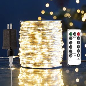 zeluxdot 300 leds string lights fairy string lights 100ft outdoor waterproof copper string lights with remote 8 modes for bedroom, patio, gardens, wedding decoration, party,christmas tree