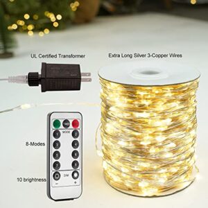 ZELUXDOT 300 LEDs String Lights Fairy String Lights 100FT Outdoor Waterproof Copper String Lights with Remote 8 Modes for Bedroom, Patio, Gardens, Wedding Decoration, Party,Christmas Tree