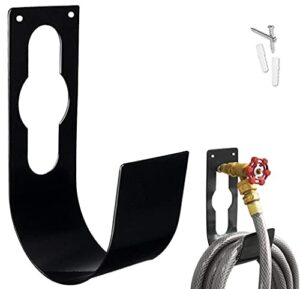 ebliiny garden hose hanger wall mount heavy duty hose holder hook for 150ft 100ft 75ft 50ft expandable hose (large, black)