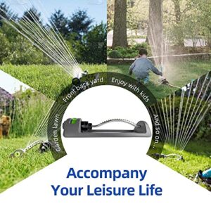 Lawn Sprinkler, HH Together Oscillating Sprinkler with 18 Hole Brass Nozzles, Water Sprinkler for Lawn & Garden Covers up to 3,600 sq.ft, Easy Adjust Range Control