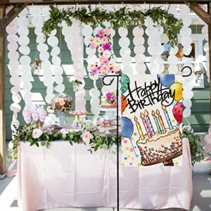 Baccessor Happy Birthday Garden Flag Big Colorful Cake Candles Balloon Yard Flag Burlap Vertical Double-Sided Party Outdoor Home House Decoration 12.5 x 18 Inch