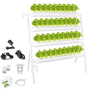 weplant hydroponic nft 36 holes growing system with special fertilizer timing cycle, pvc pipe garden plant kit