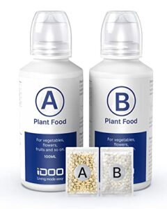 idoo indoor plant food (400ml in total), water soluble all-purpose concentrated fertilizer for hydroponics system, potted houseplants