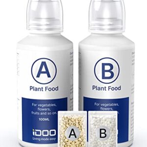 iDOO Indoor Plant Food (400ml in Total), Water Soluble All-Purpose Concentrated Fertilizer for Hydroponics System, Potted Houseplants