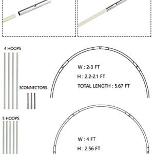 Fuuner Garden Hoops, 6 Sets of 7ft Long Garden Hoops for Raised Beds Hoop, Fiberglass Support Hoops Frame, 30pcs Garden Hoops for Row Cover