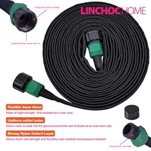 LINCHOC HOME Flat Soaker Hose for Garden beds,1/2" x 50 ft Heavy Duty Double Layer Drip Weeper Hoses