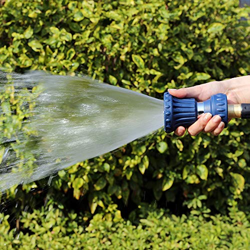 HOSUN Garden Hose Nozzle, Fireman Style Hose Nozzle, Heavy Duty Brass Hose Nozzle, Leak Proof & Best High-Pressure Sprayer for Plants Watering, Car Washing, Pet Washing, etc. (blue)