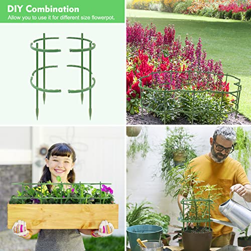 12 Pieces Plant Support Stakes,Plant Support Cage for Indoor Plants,Green Half Round Plant Support, Plant Support Ring for Peony, Rose, Tomato,Plant Holder Flower Pot Climbing Trellis for Small Plants