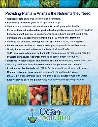 OceanSolution 2-0-3 - Plant Food - Liquid Organic Fertilizer for Gardens, Landscapes, Hydroponics (Organic Ocean Mineral Fertilizer Concentrate 1 Gallon Jug)