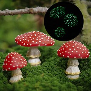 tree poetry mushroom for garden, glow in the dark fairy garden decor accessories, micro landscape, mushroom statue