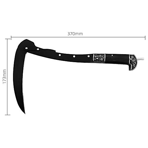 Black Sharp Edge Folding Sickle Weeder Gargening Hand Tool Portable Safety Wooden Handle Manual Grass Lawn with Sheath