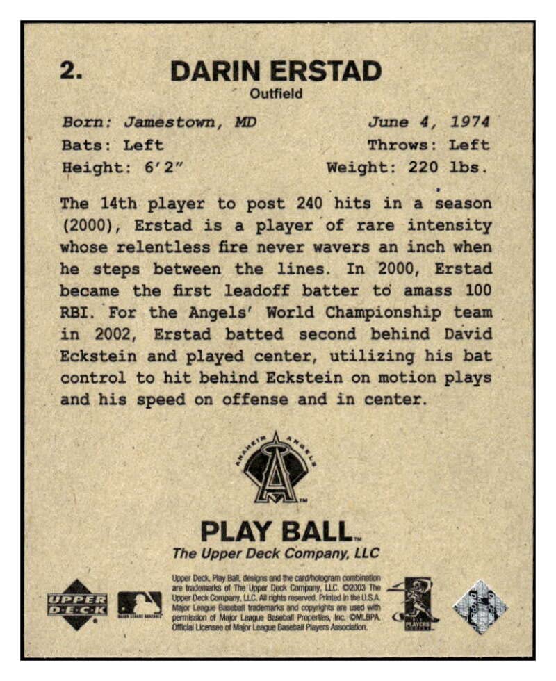 DARIN ERSTAD 2003 Upper Deck Play Ball 1941 Series #2 NM-MT MLB Baseball Angels