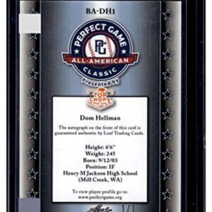 DOM HELLMAN RC AUTO 1/1 2022 Leaf Metal Perfect Game 1/1 Autograph All-American Metal Blue Oregon ROOKIE MT-MT+ MLB Baseball NCA